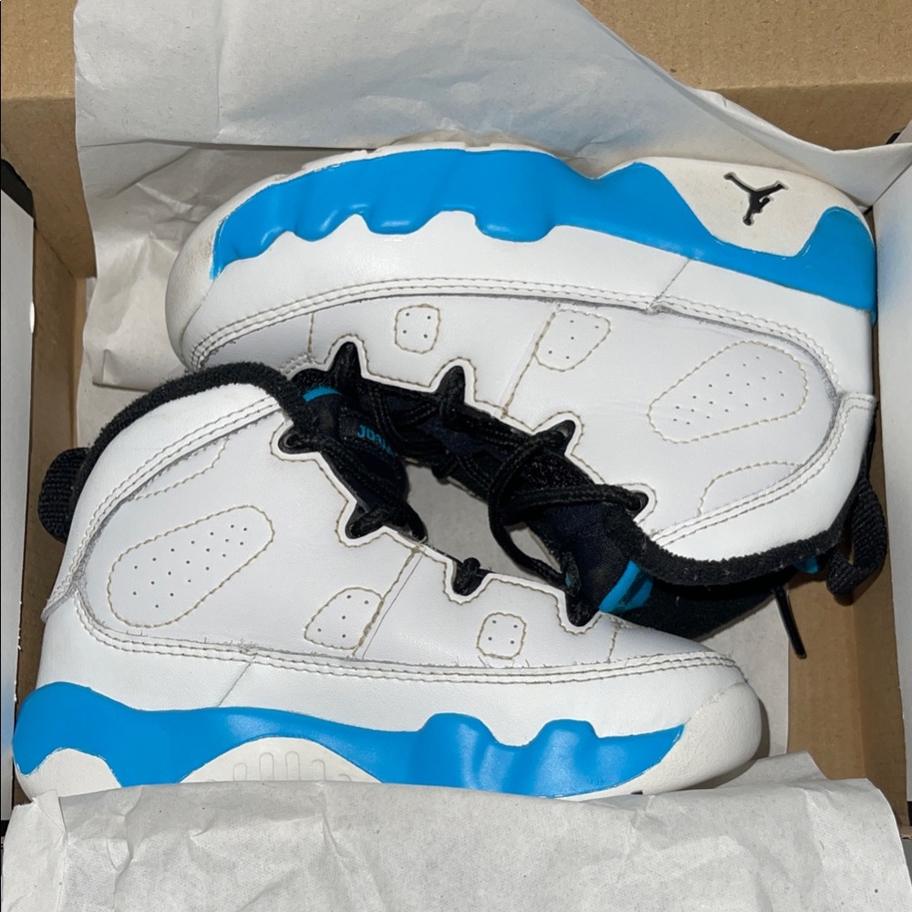 Jordan Kids White and Blue Sneakers